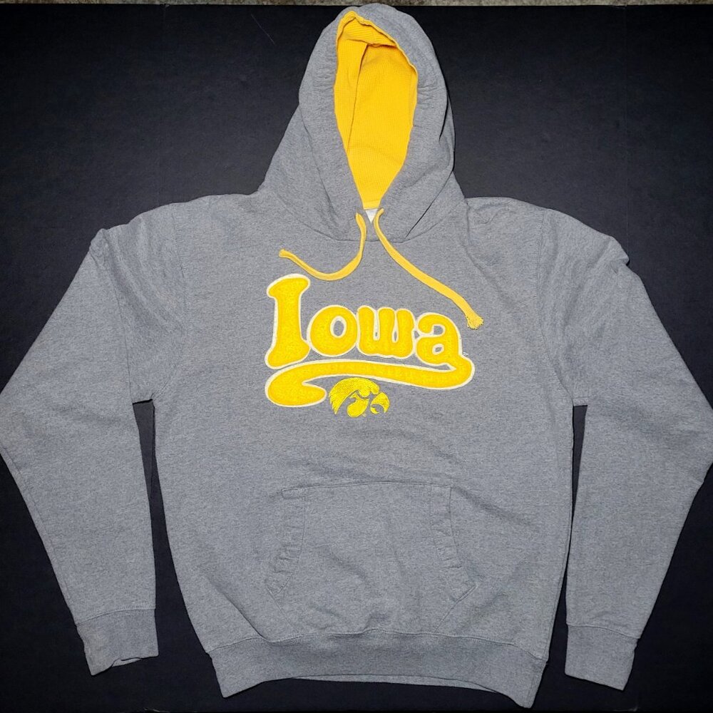 Press Box Womens Gray and Yellow Pullover Hoodie with Drawstring Size XL